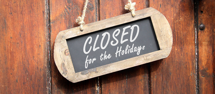 Closed for the holidays sign banner